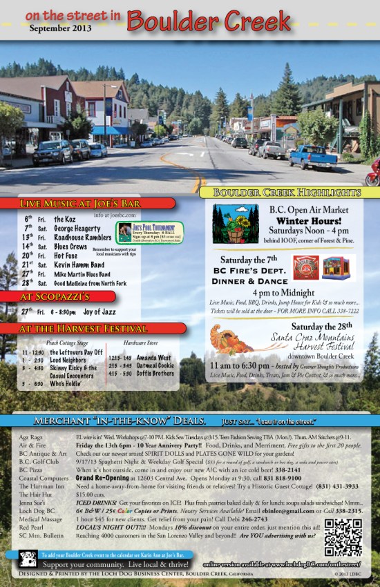 Boulder Creek September Events