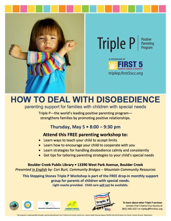 MCR Stepping Stones Triple P Workshop - Dealing with Disobedience 5-5-16 (English)